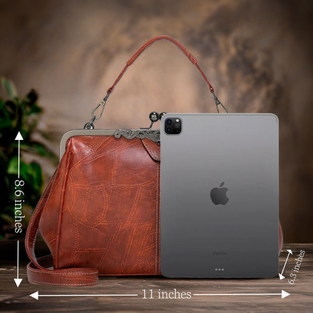 Gift-ready women's vintage leather shoulder bag, elegant and classic design, versatile for all occasions.