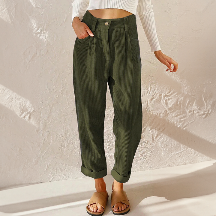 Women's relaxed fit pants with elastic waist, super comfortable for everyday wear & vintage casual style.