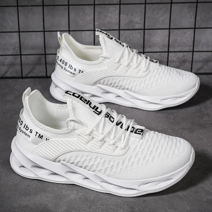 Side view of women's comfortable walking sneakers, showcasing flexible support & athletic style.