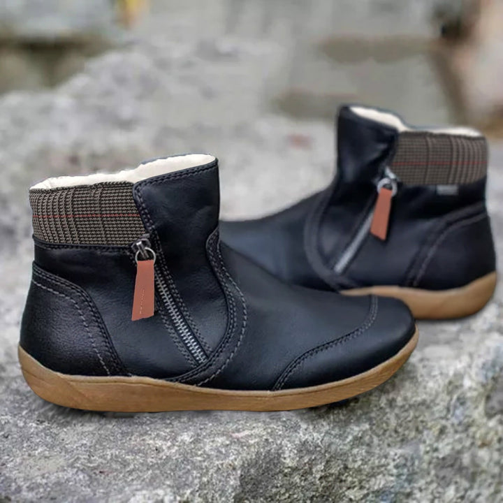 Stylish women's waterproof ankle boots with zipper. Comfortable & slip-resistant for everyday wear, fall & winter fashion.