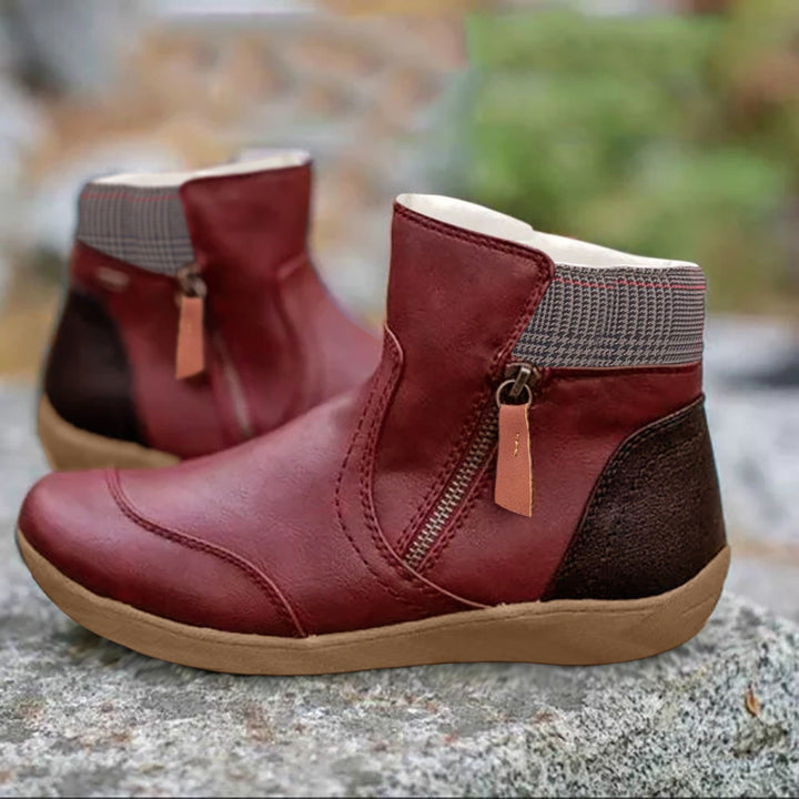 Women's waterproof ankle zipper boots. Slip-resistant & comfortable for fall & winter. Stylish casual outdoor wear.
