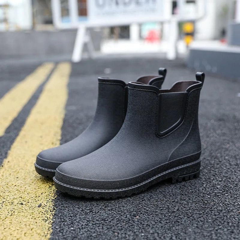 Women's waterproof Chelsea platform rain ankle boots, perfect for wet weather fashion.
