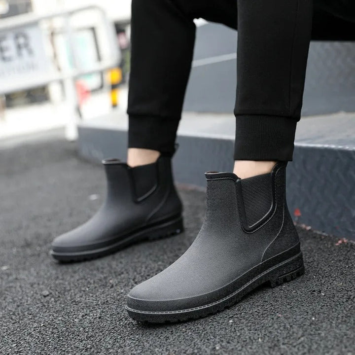 Versatile women's waterproof Chelsea platform ankle boots. Slip-on design for rain or fashion.