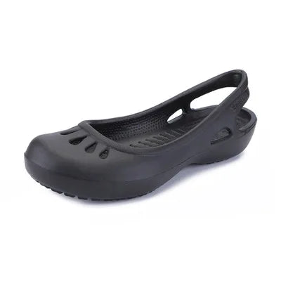 Trendy women's waterproof flat sandals with a unique cut-out design, ideal for summer.
