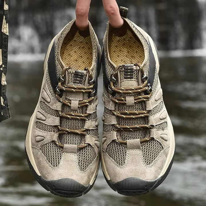 Superior traction grip on women's all-terrain waterproof hiking shoes for demanding trails & wet weather.