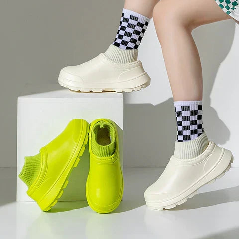 Versatile women's waterproof slip-on clogs, Madeline style, with a cozy ankle cuff for everyday outdoor comfort.
