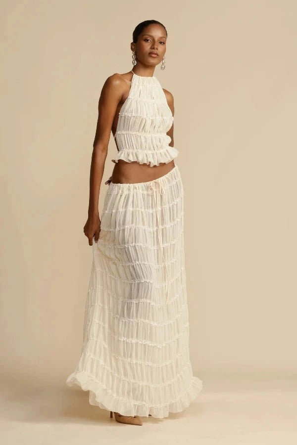 Soft, comfortable women's White Bliss printed lounge co-ord set, a stylish two-piece for everyday casual wear.
