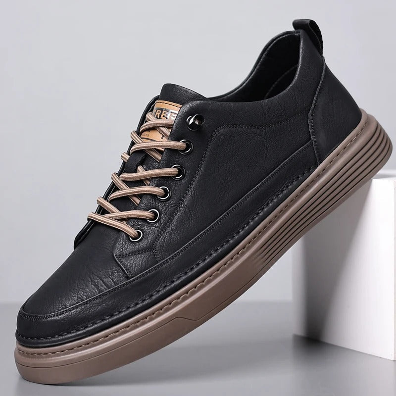 Comfortable women's leather casual sneakers in tan, ideal for everyday footwear