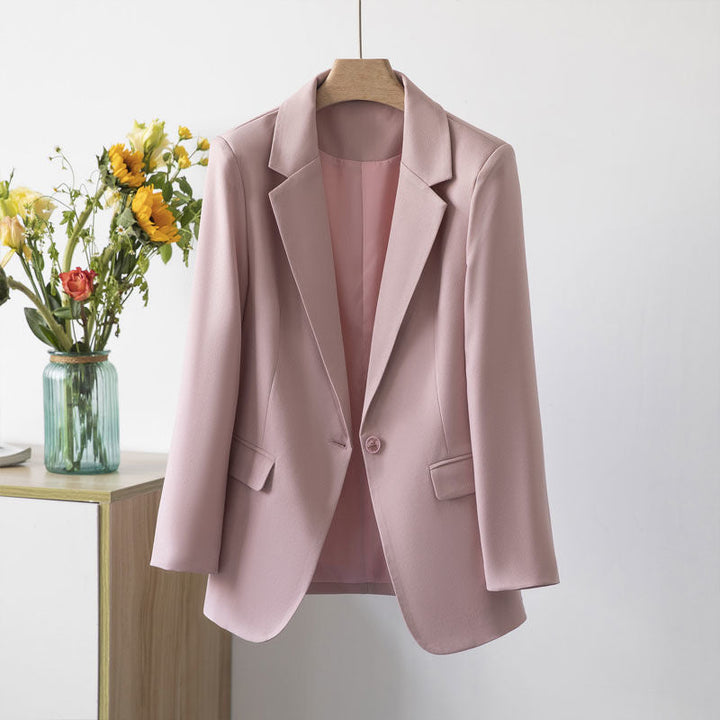 Women's white tailored blazer jacket, lightweight, perfect for office wear, elegant and sophisticated.