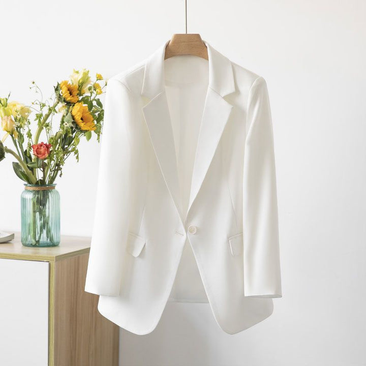 Black lightweight tailored blazer for women, ideal for casual chic or professional office attire.
