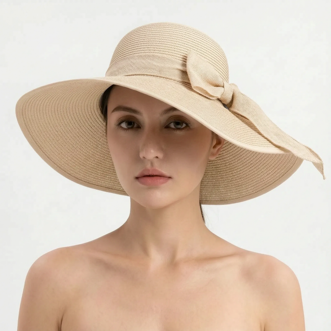 Packable women's wide brim sun hat, foldable design makes it perfect for any summer vacation.