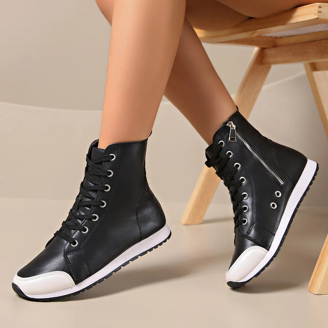 Women's wide fit orthopedic lace-up sneaker for arch support & all-day comfort.