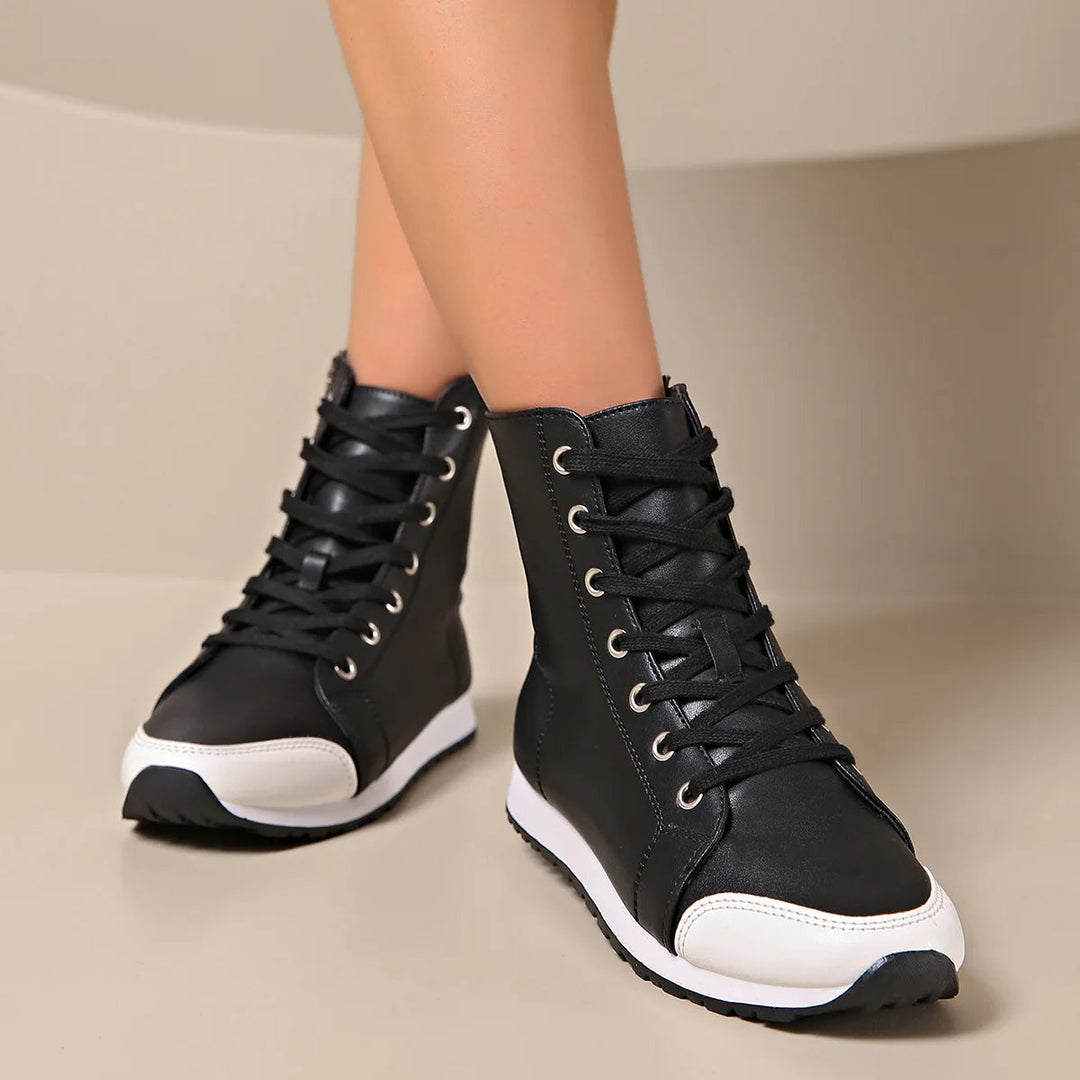 Stylish women's wide fit orthopedic lace-up sneaker, great for casual wear & arch support.