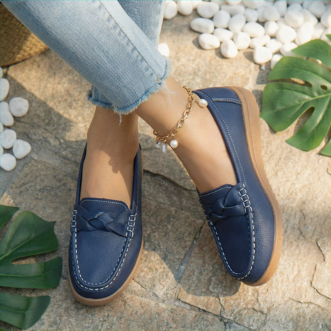Slip-on wide fit women's loafers with arch support, orthopedic & comfortable.