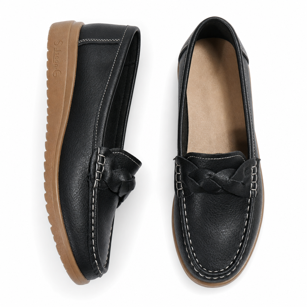 Stylish casual women's loafers, wide fit, arch support, perfect for foot health.