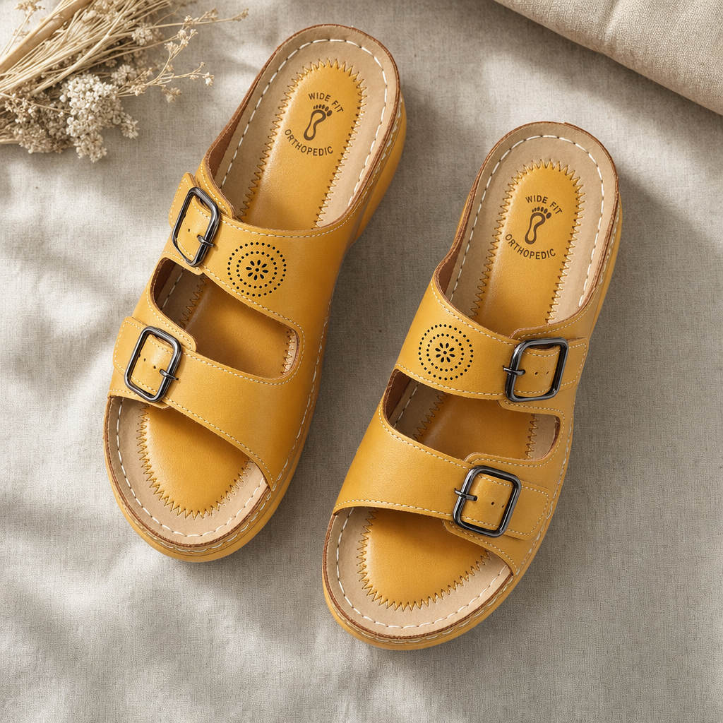 Stylish wide fit summer sandals for women, offering arch support & everyday comfort.