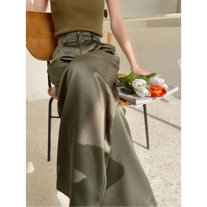 Women's wide leg high waist loose fit pants for a comfortable and stylish look.