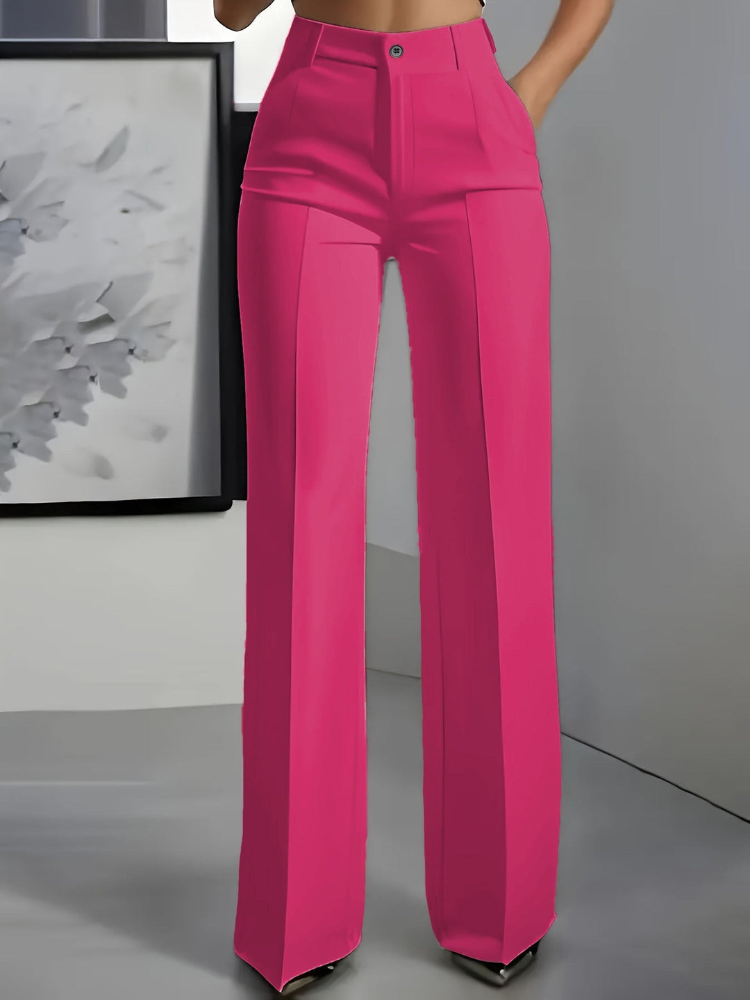 Chic structured wide-leg high-waist trousers for women, offering a flattering silhouette for office or casual wear.