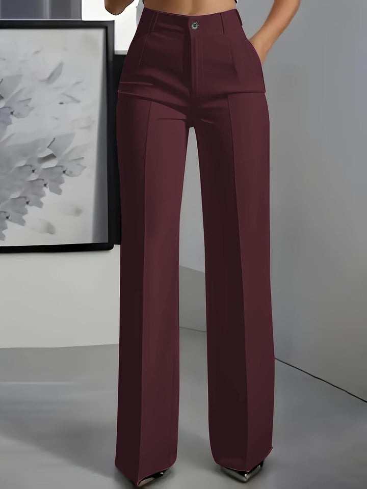 Flattering women's wide-leg high-waist trousers with a structured fit, great for elevated professional or comfy casual styles.