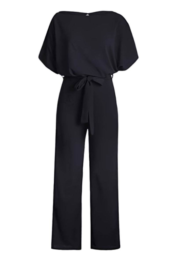 One-piece wide-leg jumpsuit for women, complete with stylish batwing sleeves & a matching belt. Easy fashion.