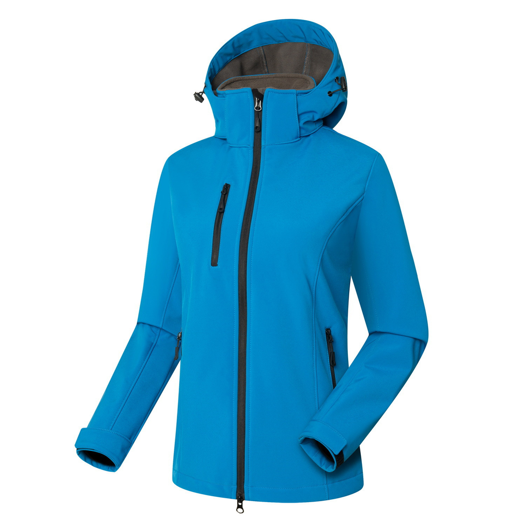 Outdoor activewear: Women's full-zip hooded windproof softshell jacket with practical pockets for adventures.