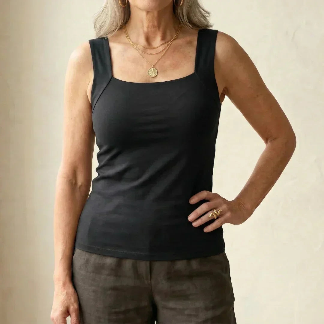 Reliable support women's built-in bra tank top, wire-free design for comfort in any activity.