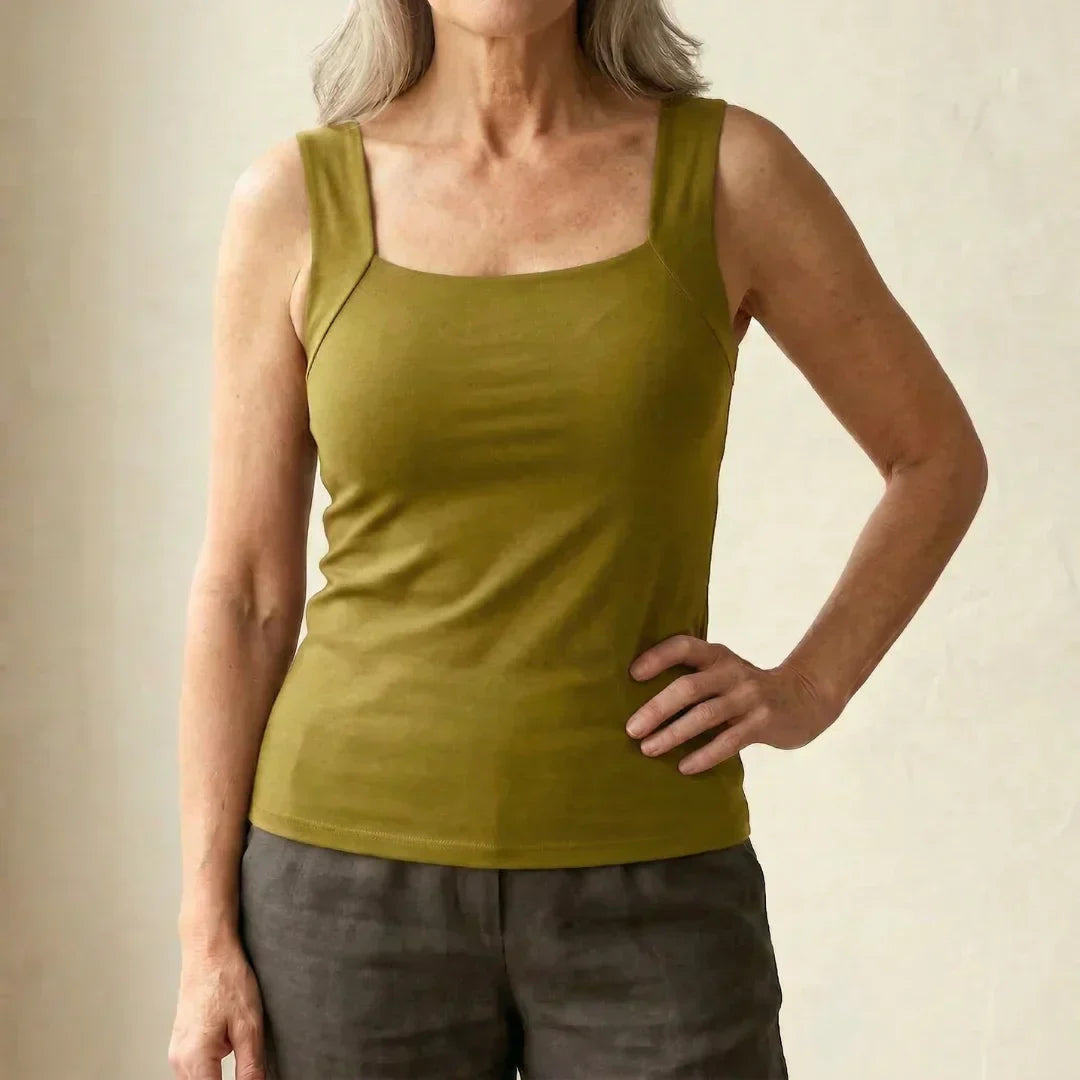 Smooth women's built-in bra tank top, wire-free for a flattering silhouette and ultimate comfort.