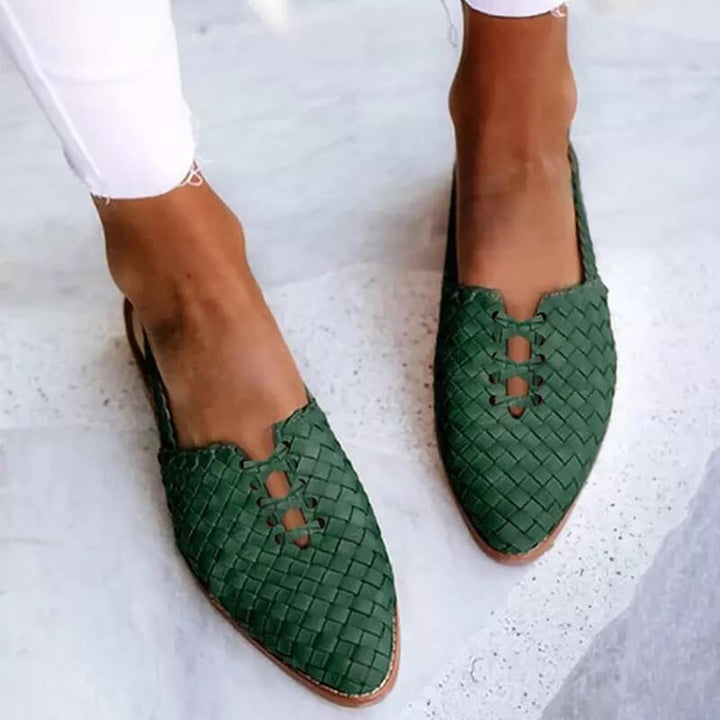 Stylish women's woven pointed toe flats. Casual slip-on loafers offer comfort and fashion for any occasion.