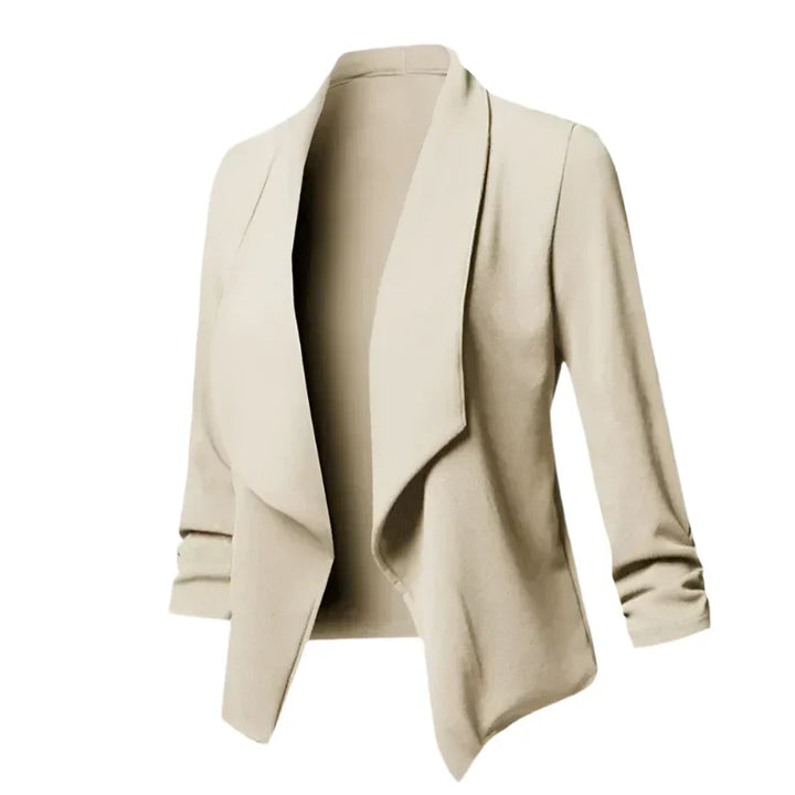 Elegant women's open front blazer with a structured fit, perfect for office and work.