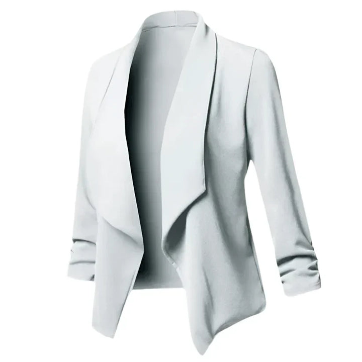 Professional women's structured blazer, wrinkle-resistant for business and smart casual style.