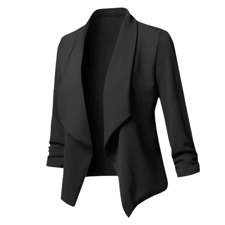 Stylish women's work jacket, open front, structured fit, ideal for professional business wear.