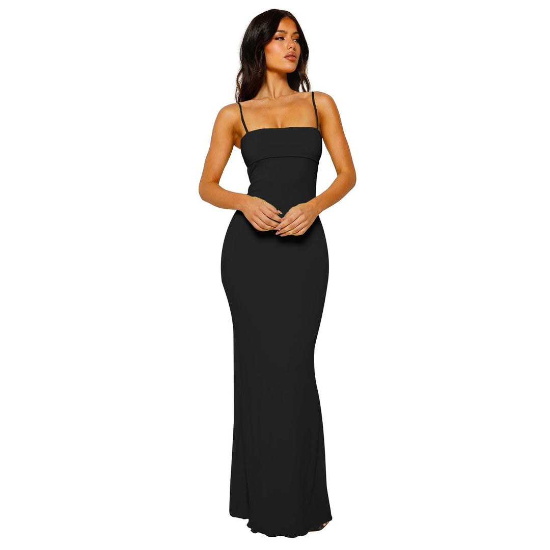 Stunning backless maxi dress for women, elegant party attire.