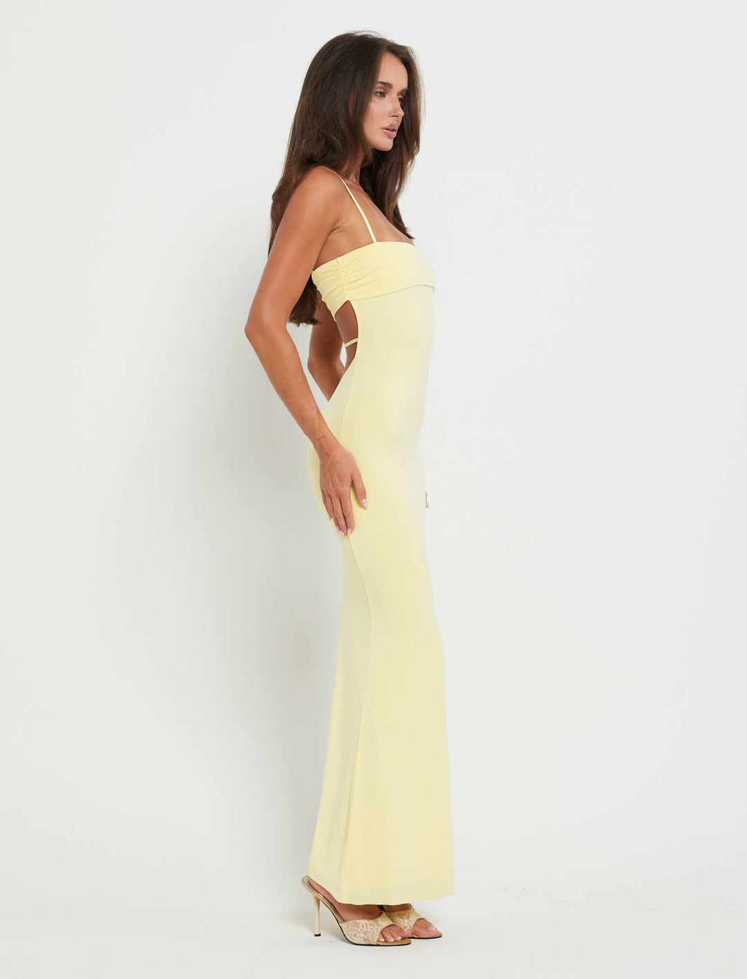 Elegant backless maxi gown for women, perfect for formal events & parties.