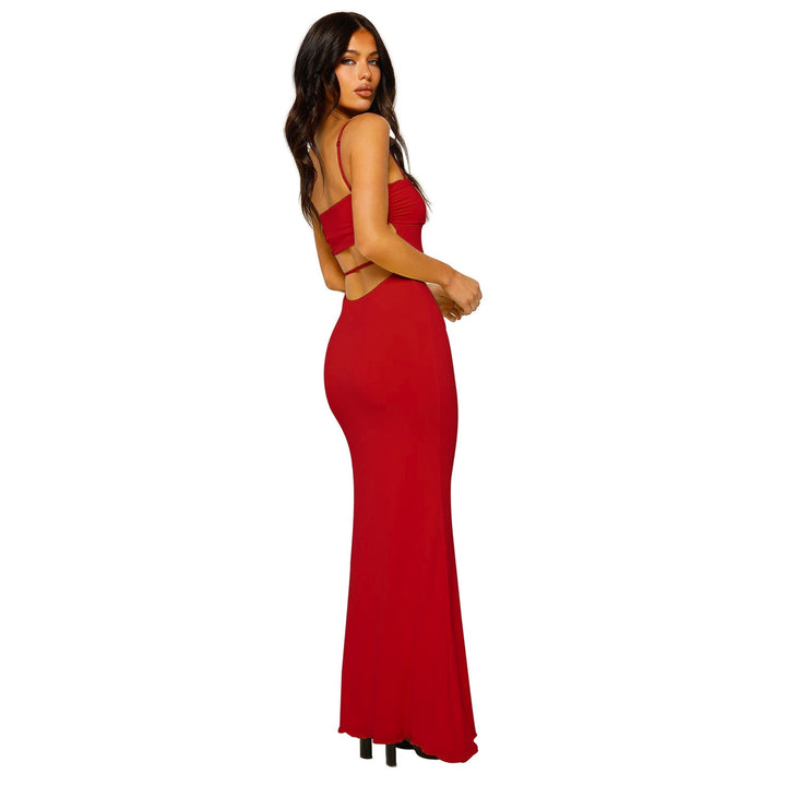 Beautiful women's backless cocktail dress, a chic evening maxi gown.