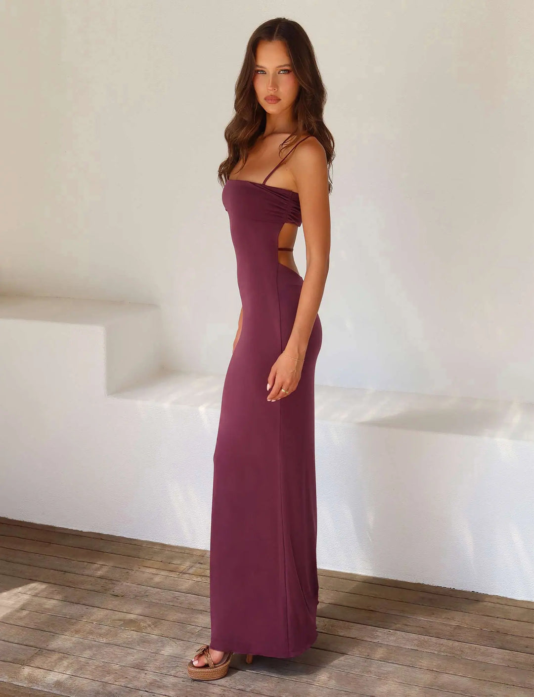 Beautiful backless maxi gown for women, an elegant special occasion dress.