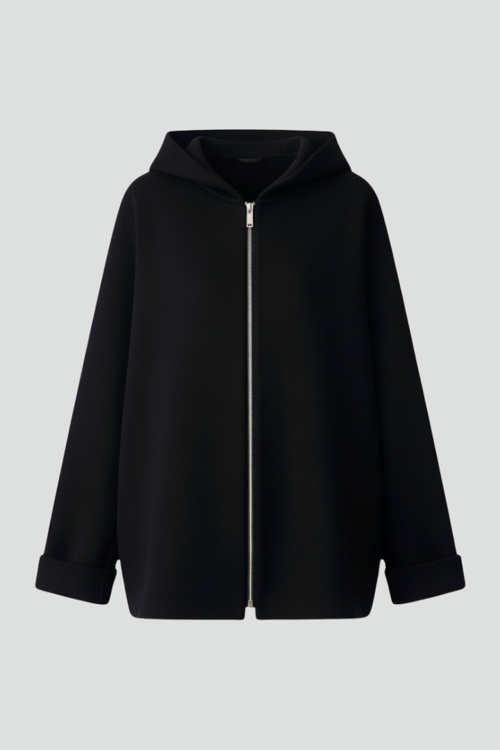 Women's zip-up hooded jacket with front pockets, perfect for everyday comfort & casual style.