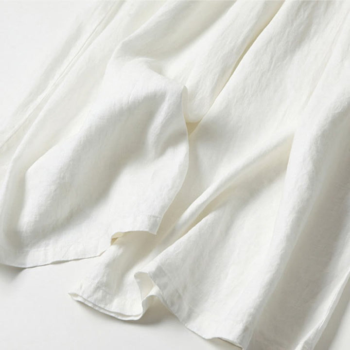 Women's High Waist Wide Leg Cotton Linen Pants with Pockets - Lexians