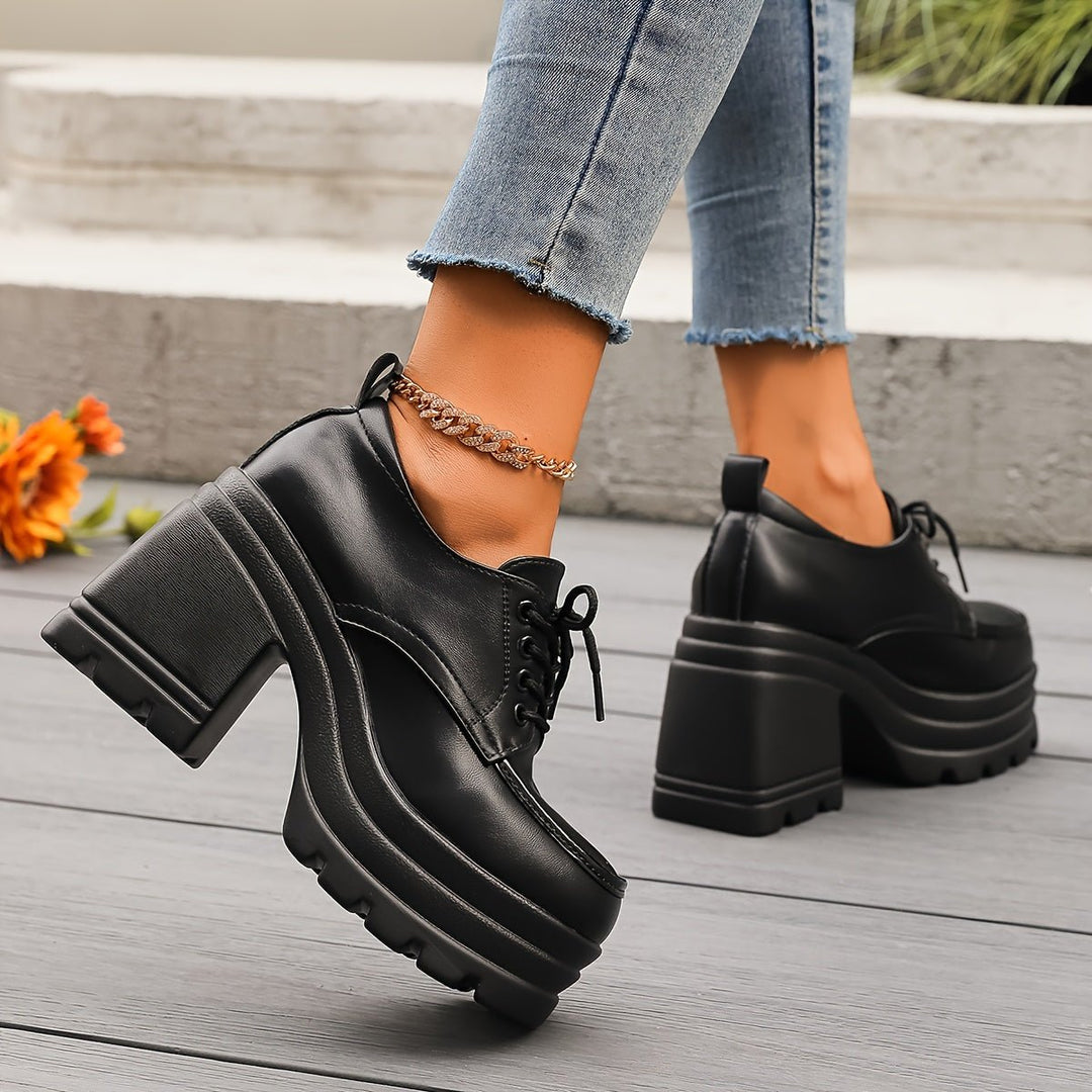 Women's Vivienne Platform Oxfords - Retro Style Chunky Heels - Lexians